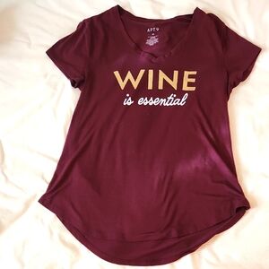 Apt. 9 Women's Maroon Tee with Gold Print